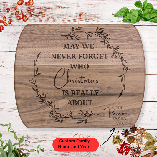 Personalized Christmas Cutting Board. Custom Family Name and Year Gift. Christian Family Gift. Christmas family gift