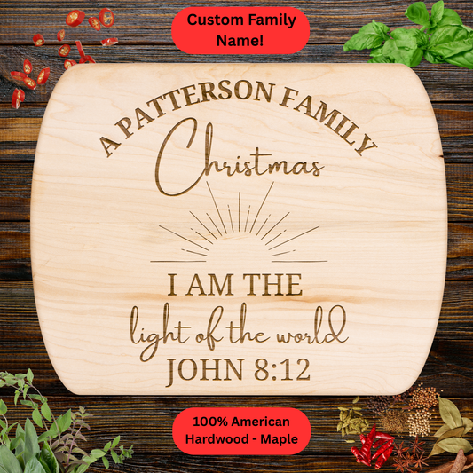 Personalized Family Christmas Cutting Board with scrupture. Custom Family Name. Family Christmas Gift. Walnut or Maple