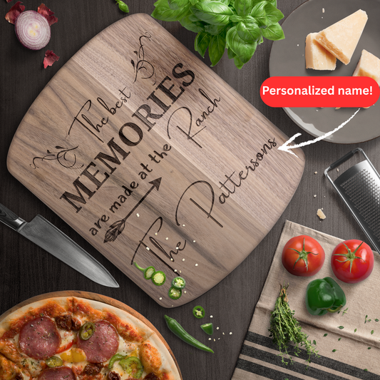 Personalized Ranch Cutting Board. The Best Memories Are Made at the Ranch. Custom Family Name Gift