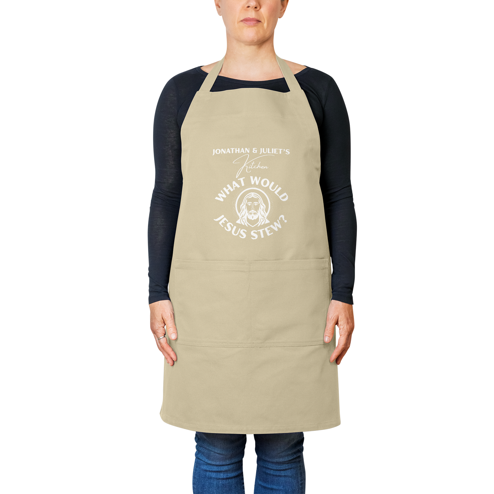 Personalized_What_Would_Jesus_Stew_Apro_Khaki_Model_Mockup.png